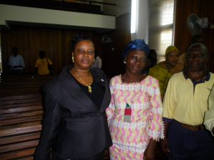 Ruth Berry Peal (right) and her lawyer H. Dedeh Wilson after their Supreme Court victory making her the first woman to win a conviction for female genital cutting in Liberia
